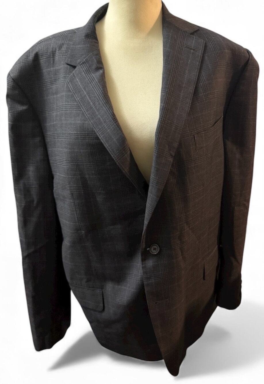 Lauren Ralph Lauren 100% Wool Sport Coat, Gray Glen Plaid, Size 48 Regular